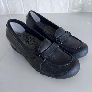 Zapatos informales sin cordones Merrell Plaza Glide para mujer 8 mocasines de cuña de cuero negro - Imagen 1 de 9