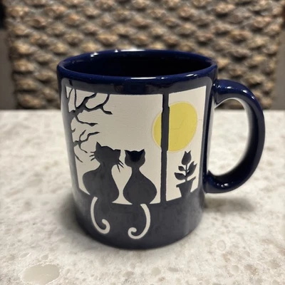 Caneca de café azul escuro cobalto gatos na janela Waechtersbach com Alemanha  - Imagem 1 de 4
