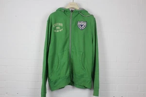 Firetrap Mens Hoodie XXL Full Zip Green Graphic Embroidered Casual - Picture 1 of 12