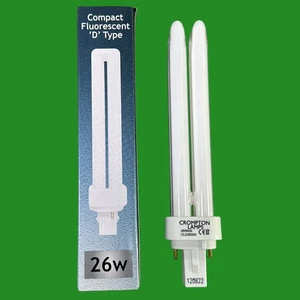 2x 26W Crompton G24d-3, 2 pin, 835 3500K Low Energy CFL Light Bulb PL PLC Lamp - Picture 1 of 4