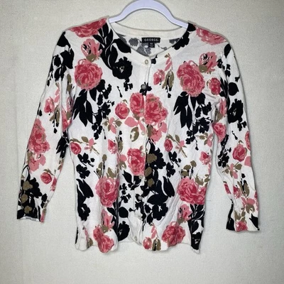 George Cardigan Sweater Women’s Small S Floral 3/4 Sleeve Fairy Boho Grandmacore - Image 1 of 4