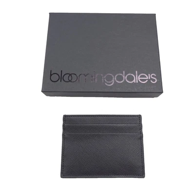 $90 Bloomingdale's Black Saffiano Italian Leather Card Case Wallet - Image 1 of 4