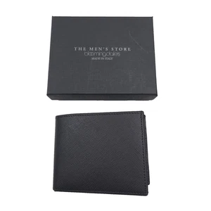 Cartera plegable de cuero Saffiano italiano negro Bloomingdales $135 - Imagen 1 de 8