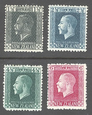 New Zealand Sc# 148, 152, 154 & 160 MHOG nice early lot 1915-1916 - Image 1 of 2