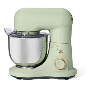 3,5 Quart Standmixer Salbeigrün mit flachem Rührbesen Knethaken & Schneebesen - Bild 1 von 12