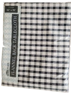 Vinyl Flanell Rückseite Tischdecke, 52"x70" länglich, schwarz & weiß kariertes Design, HP - Bild 1 von 2