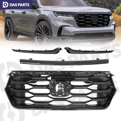 For 2023-2025 Honda Pilot Front Bumper Grille Headlight Molding Trim Gloss Black Foto 1 de 4