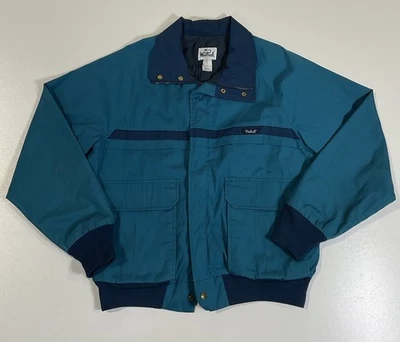 Casaco vintage Woolrich azul-petróleo tamanho G feito nos EUA Normcore pai esqui anos 90 - Imagem 1 de 4