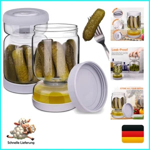 2PCS Glas Einlegeglas mit Sieb Sanduhr, Pickle und Olive Jar Flip für Saft Se... - Bild 1 von 8