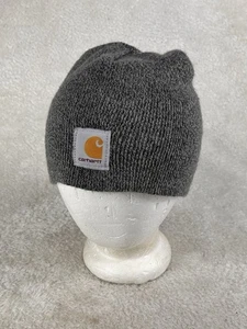 Carhartt Beanie Mens Gray Patch Logo Workwear - Picture 1 of 5