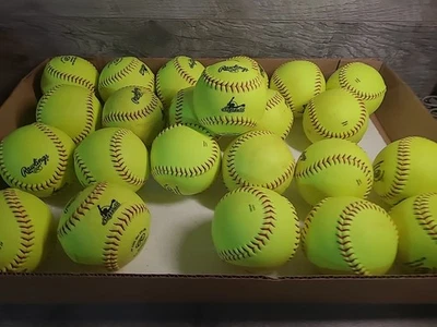 Lote De 25 Pelotas De Softbol Rawlings Lanzamiento Rápido Ligeramente Usadas Práctica De Bateo RFPBP12SY Foto 1 de 4