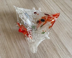 Murano Millefiori Glass Triangle Bowl Signed Lavorazione Italy MCM Multicolor - Picture 1 of 11