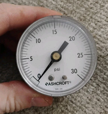 0-30 PSI Ashcroft 595-04 2" Cara 1/8" NPT Manómetro Trasero Portado Nuevo de Lote Antiguo Foto 1 de 4