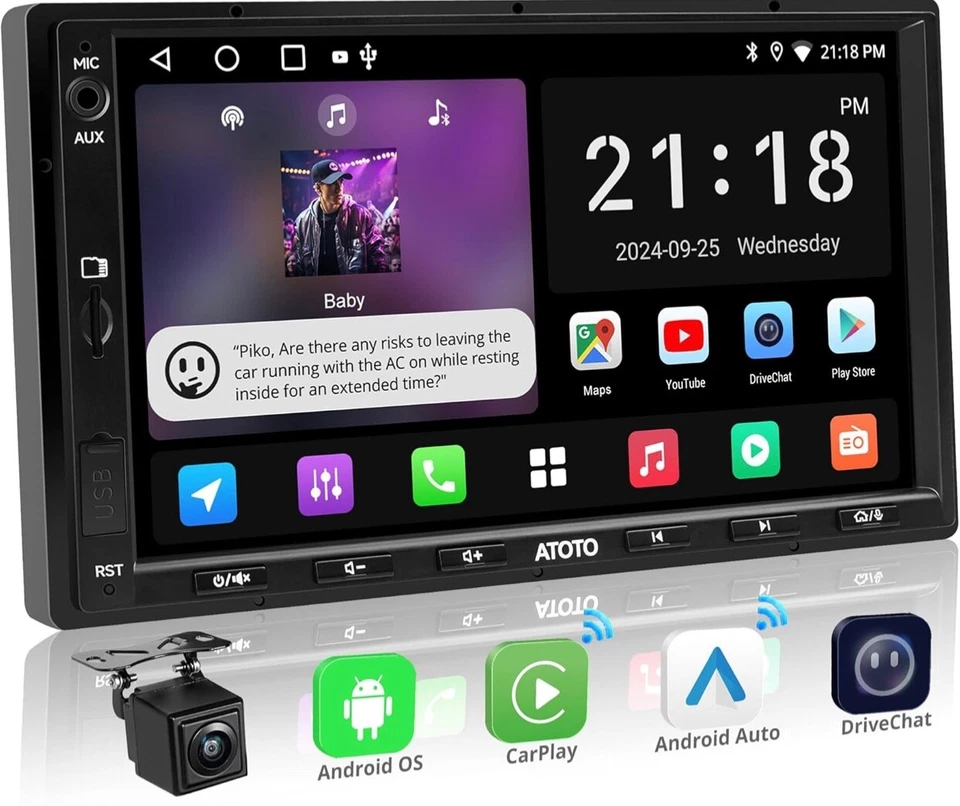 A5L 7inch 2G+32G Android Double Din Car Stereo with Backup Camera, Wireless CarP - Image 1 of 4