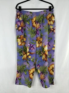 Maggie Sweet Pull On Pants Womens Plus Size 1X Purple Floral Paradise Island USA - Picture 1 of 15