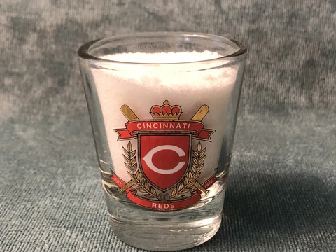 Vintage Cincinnati Reds Baseball Shot Glass - Hunter MFG - USA - Barware Cover