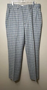 Maus & Hoffman Mens Size 34 Beige Blue Check Wool Pants Lined Golf - Picture 1 of 7