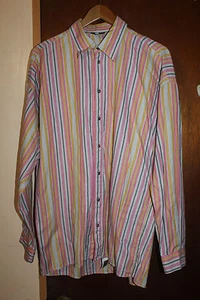 Camisa Versace Jeans Couture Para Hombre Rayas Manga Larga Botón Frontal Talla Grande - Imagen 1 de 9