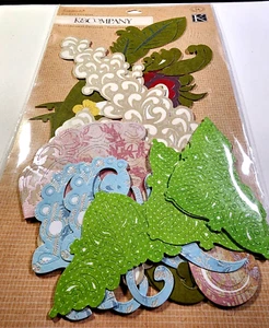 Floral Flowers Corners Handmade Die Cut Stickers K&Company VERY RARE 14 pcs - Picture 1 of 2