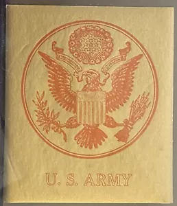 Insegna Esercito degli Stati Uniti su etichetta lamina d'oro ~ Etichetta fronte interno seconda guerra mondiale - Foto 1 di 2