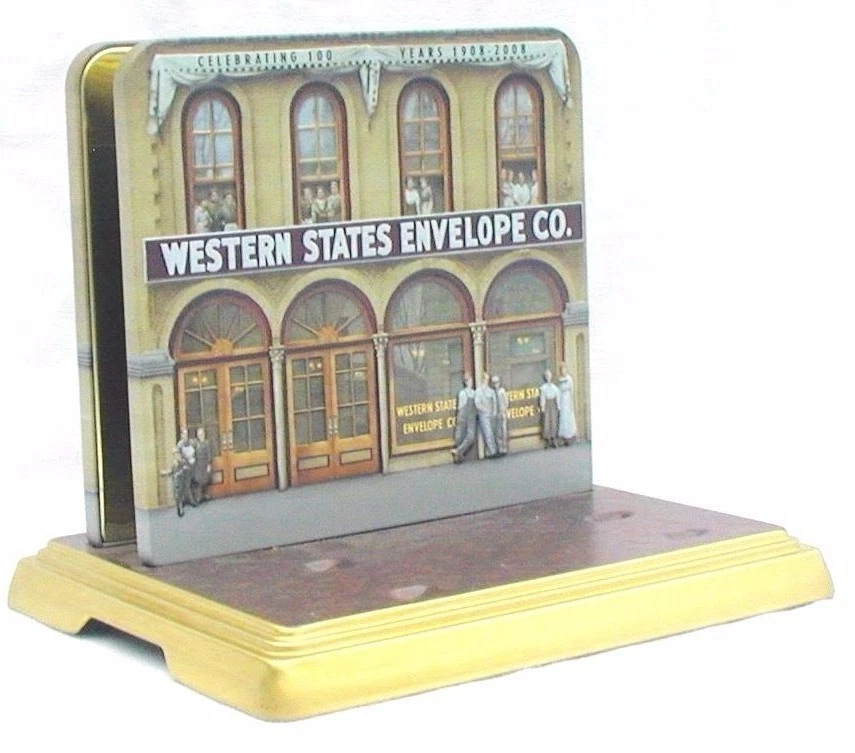 Sobre para correo de hojalata personalizado en relieve 100 aniversario Western States Foto 1 de 4