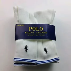 Polo Ralph Lauren Men's 6pk Crew Socks White Size 10-13 (Shoe Size 6-12.5) - Picture 1 of 5