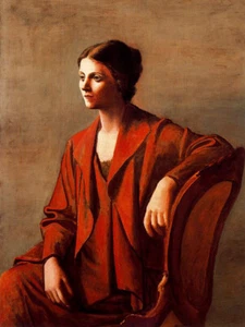 Seated Portrait of Olga by Pablo Picasso Oil Painting Hand Painted Repro Canvas - Picture 1 of 5