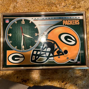 Vintage Green Bay Packers Framed Wall Clock, tested/working NFL Clock - Picture 1 of 13