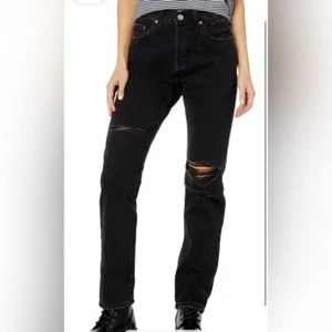 Mujer’s Levi’s 501 Negro Destrucción 26/30 Nuevo con Etiquetas - Imagen 1 de 11