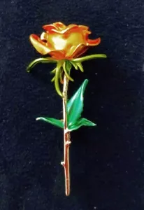 Rose, gelb-gold, elegant, schöne Details, Emailie, vergoldet zum anstecken - Bild 1 von 4