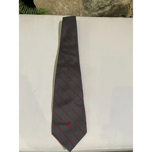 Yves Saint Laurent Men's Striped Logo Tie, Gray/Red, One Size - Picture 1 of 3