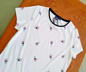 MARKS & SPENCER TEE/TOP-SIZE 14-95% COTTON-CREW NECK-SHORT SLEEVE-WHITE MIX**NEW - Picture 1 of 24