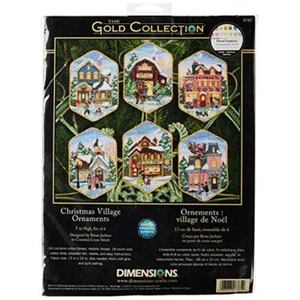 Dimensions Counted Cross Stitch Kit - Christmas Village Ornaments - 3.25"X5" New - Picture 1 of 2