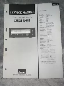 Sansui TU-519 Stereo Tuner Service Manual Original - Picture 1 of 4
