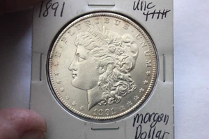 T  1891   UNC+++  FULL BREAST FEATHERS    MORGAN SILVER DOLLAR - Picture 1 of 2