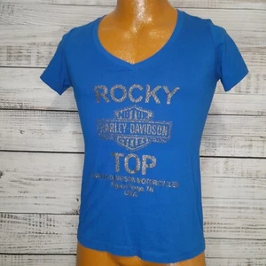 Harley Davidson T Shirt Womens M Blue Rocky Top Tennessee Biker Motorcycles  - Picture 1 of 7