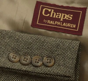 Abrigo deportivo Ralph Lauren Chaps para hombre beige marrón 100 % lana hecho en Canadá 42L - Imagen 1 de 9