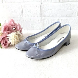 Zapatos de salón planos repetitto punta redonda talla 38 azul claro charol tacón - Imagen 1 de 10