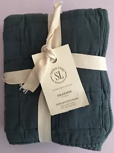 NEW Southern Living King Sham Cotton QUILTED Grayson Blue 20 x 36 MSRP $49 - Picture 1 of 4