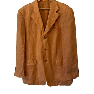 Men's Inserch Orange Blazer Sports Coat 100% Linen Size 40R - Picture 1 of 3