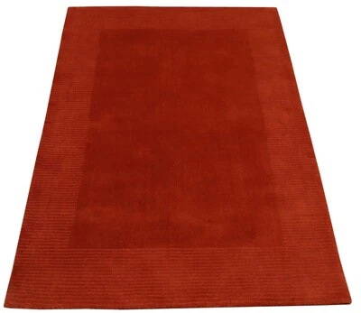 Teppich 100% Wolle 120X180 cm Handarbeit Rot Orange Handgetuftet T972 - Bild 1 von 4