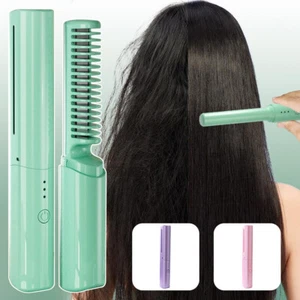 Cordless Hair Straightening Comb Brush Fast Heated Straightener Brush - Picture 1 of 13