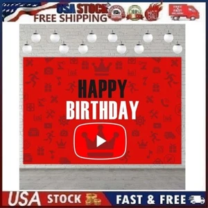 Play Social Media Red and Black Happy Birthday Backdrop Photography Background - Picture 1 of 14