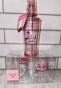 ban.do Party On Good Mood Cocktail Tumblers & Sun and Fun Cocktail Shaker NEW - Picture 1 of 5