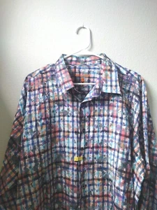 Visconti schwarzes Hemd Herren 2XLT Tall All Over kariert Splatter bunt psychedelisch - Bild 1 von 8