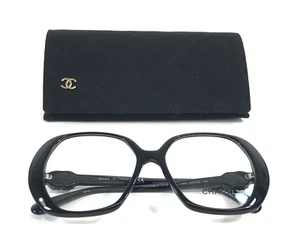 Chanel Eyeglasses Frames 3418-Q-B c.888 Shiny Black Woven Leather 54-16-140 - Picture 1 of 12
