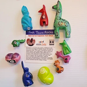 Fair Trade Kenyan Handcrafted Soapstone Tower of Giraffes, Set of 3 - Picture 1 of 7