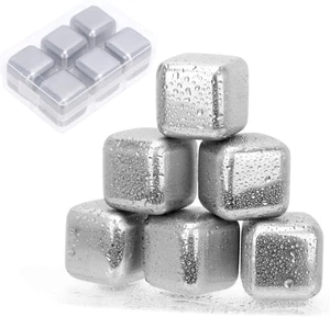 Cubetti Di Ghiaccio in Acciaio Inossidabile 6 Pezzi Ghiaccio Gel Riutilizzabile - Foto 1 di 12