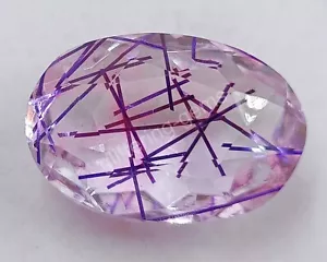 50.60 Ct Oval Purple Rutilated Quartz Certified Transparent Loose Gems M25 - Picture 1 of 8