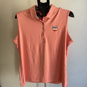 Peter Millar Golf Shirt Sleeveless Polo Womens Chest Logo XL Coral NWT - Picture 1 of 7